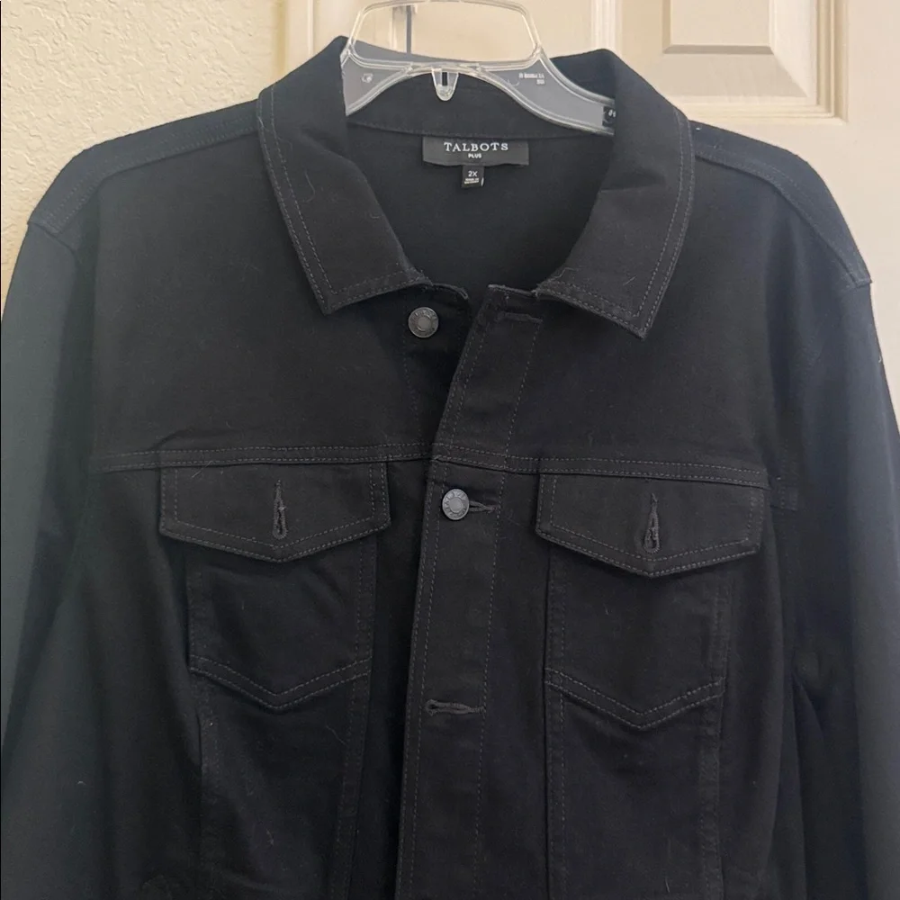 LIKE NEW, Talbots black denim jean jacket. - Picture 4 of 7